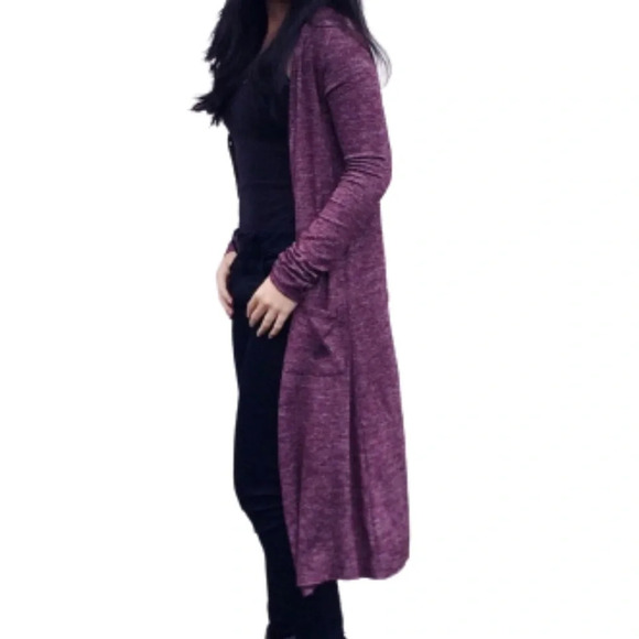 Aeropostale Sweaters - Aeropostale Cardigan Burgundy Marled Button Down Longline Duster Size XS